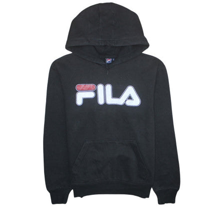 Fila Mens Black XL Pullover Hoodie with Logo Print