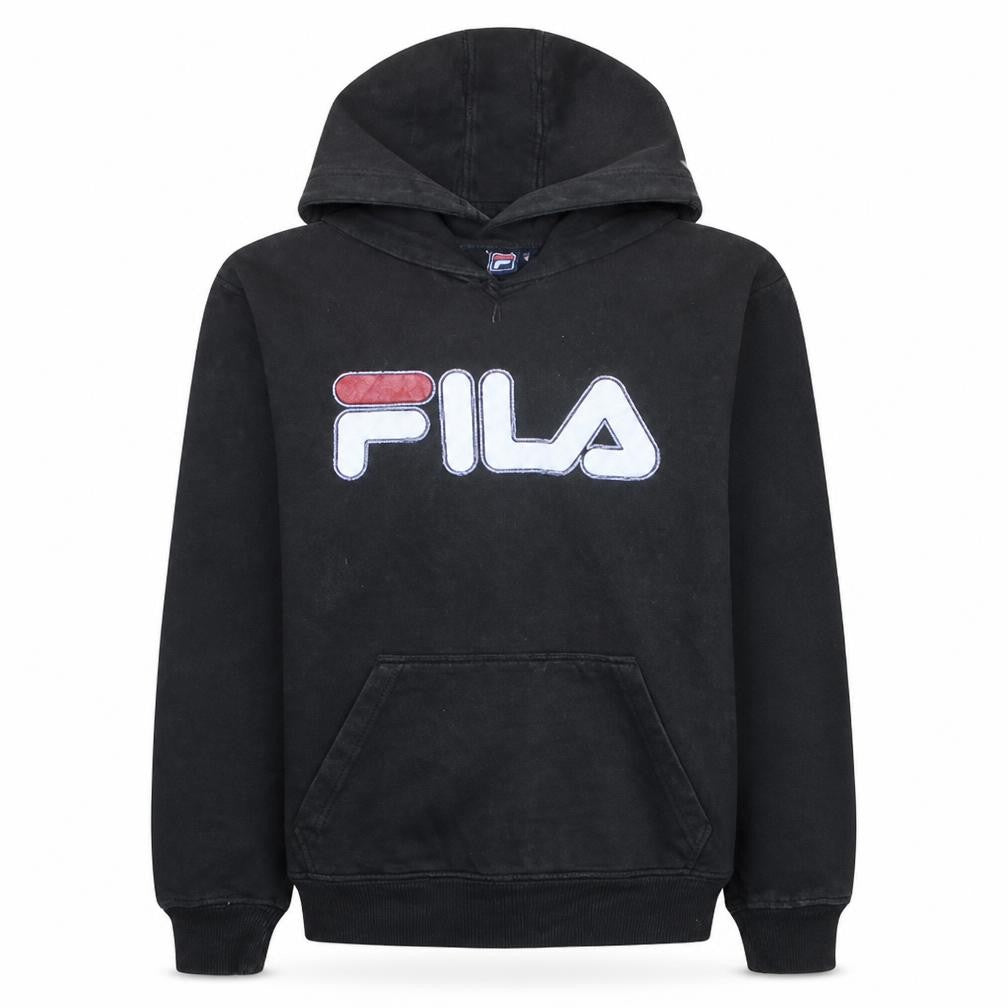 Fila Mens Black XL Pullover Hoodie with Logo Print