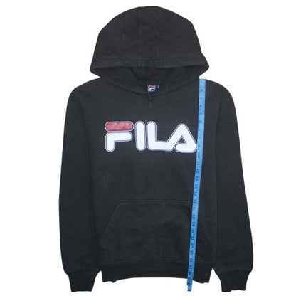 Fila Mens Black XL Pullover Hoodie with Logo Print