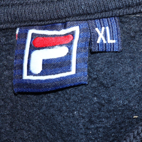Fila Mens Black XL Pullover Hoodie with Logo Print
