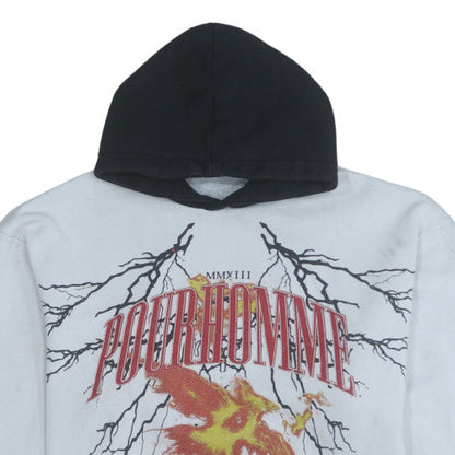 Mens UK Size S boohooMAN White Pullover Hoodie