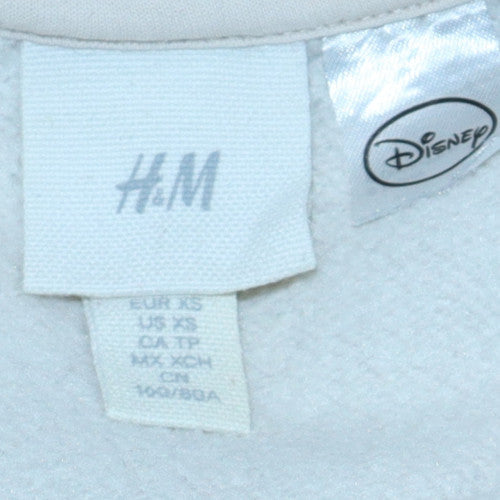 Womens UK Size XS H&M White Pullover Hoodie