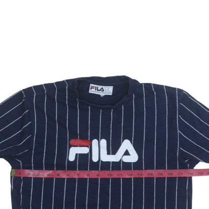 Fila Men's Navy Pinstripe Crew Neck Short Sleeve T-Shirt XS