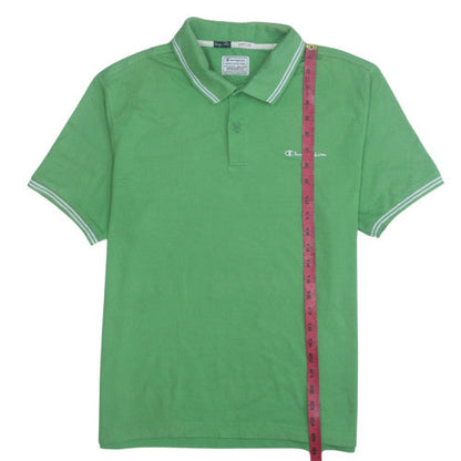 Champion Men's Green Short Sleeve Polo Shirt Medium Cotton