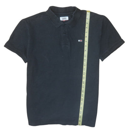 Tommy Jeans Men's Black Cotton Polo Shirt Size L Classic Fit