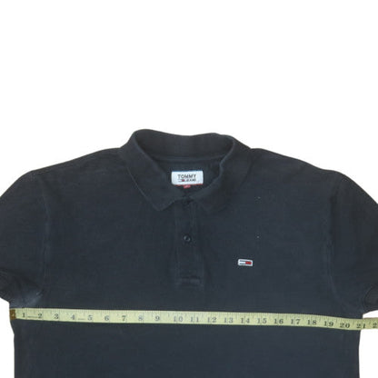 Tommy Jeans Men's Black Cotton Polo Shirt Size L Classic Fit