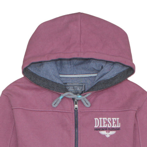 Mens UK Size M Diesel Purple Full Zip Hoodie