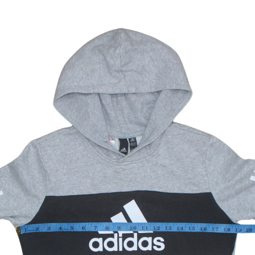 Adidas Boys Grey Pullover Hoodie 13-14 Years Logo Fleece Hooded Sweatshirt