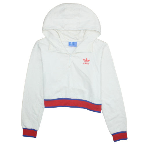 Womens UK Size 10 Adidas White Pullover Hoodie