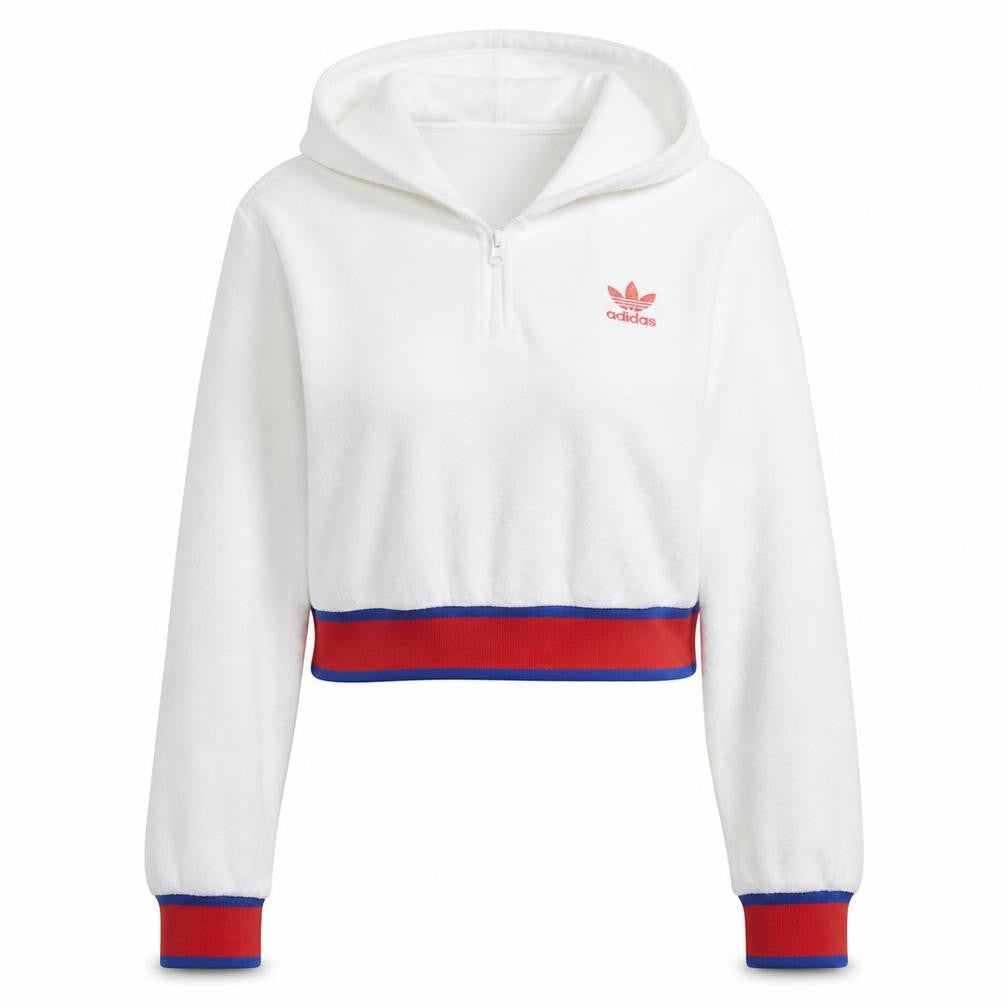 Womens UK Size 10 Adidas White Pullover Hoodie