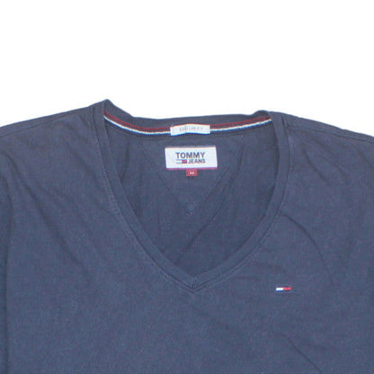 Tommy Jeans Men's Navy V-Neck Regular Fit Cotton T-Shirt M