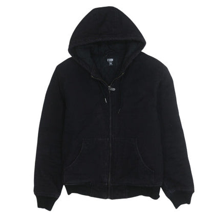 FSBN Men's Black Hooded Bomber Jacket Size M Full Zip Cotton Blend