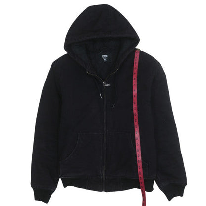 FSBN Men's Black Hooded Bomber Jacket Size M Full Zip Cotton Blend