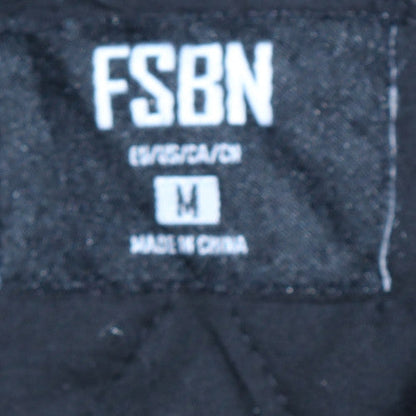 FSBN Men's Black Hooded Bomber Jacket Size M Full Zip Cotton Blend