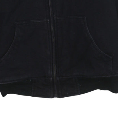 FSBN Men's Black Hooded Bomber Jacket Size M Full Zip Cotton Blend