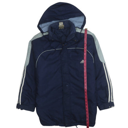 Adidas Men's Blue Hooded Waterproof Parka Jacket Size M