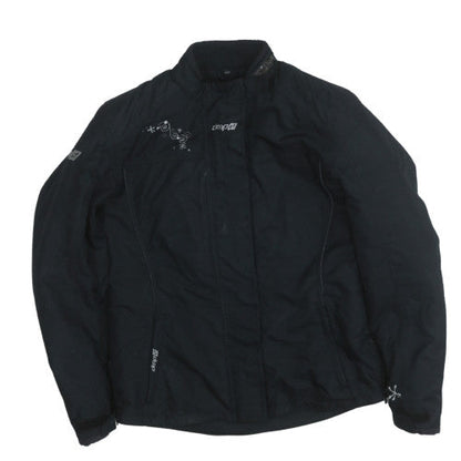 DMP Women's Black Motorcycle Jacket Size 12 Windproof Lined Nylon