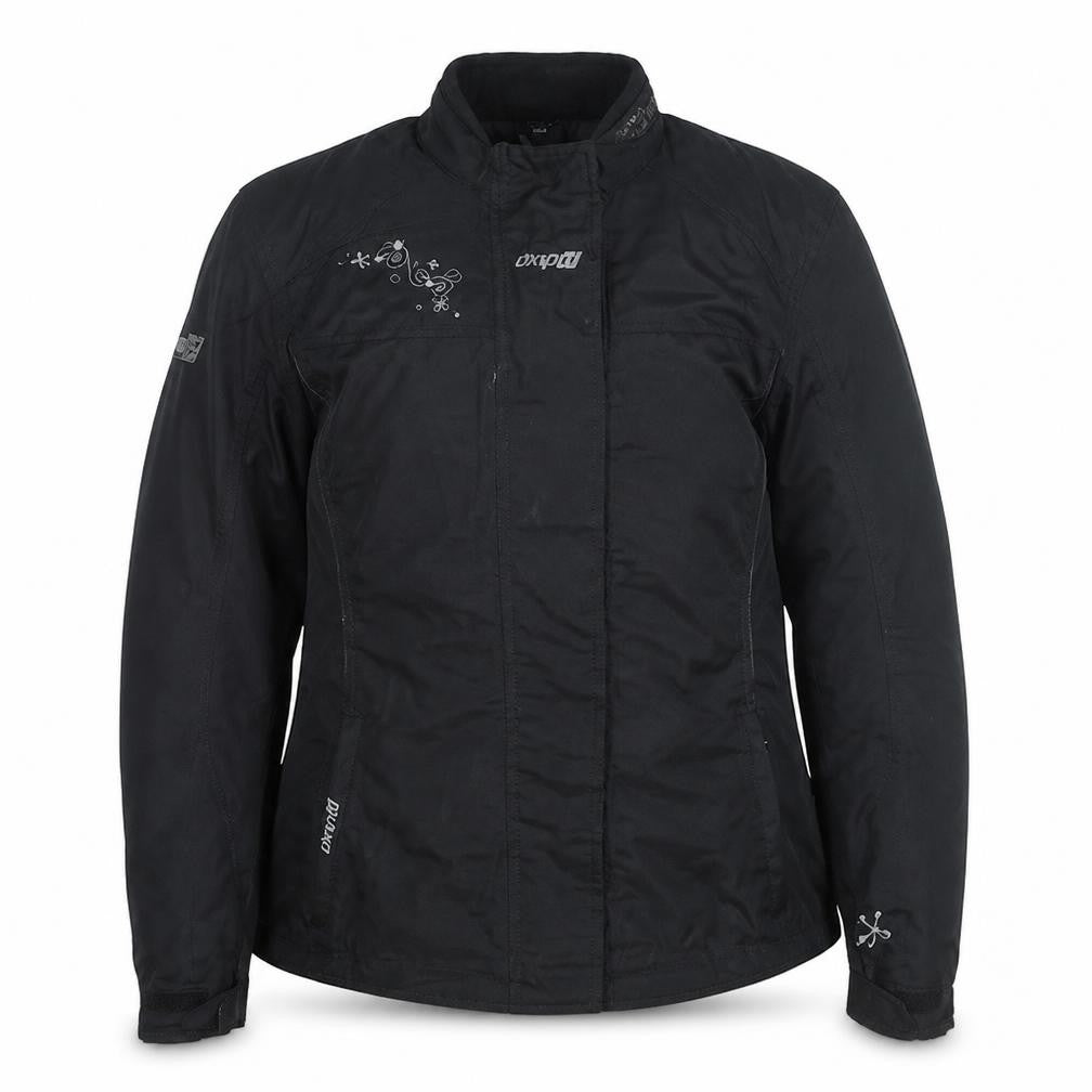 DMP Women's Black Motorcycle Jacket Size 12 Windproof Lined Nylon