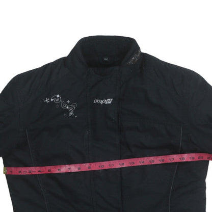 DMP Women's Black Motorcycle Jacket Size 12 Windproof Lined Nylon