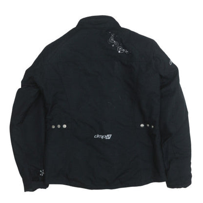 DMP Women's Black Motorcycle Jacket Size 12 Windproof Lined Nylon