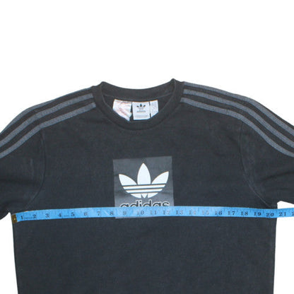 Adidas Boys Black Crew Neck Pullover Sweatshirt XL 15-16Y Logo Cotton Blend