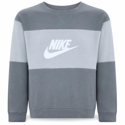 Front view of Nike boys’ grey colourblock crew neck sweatshirt xl 158-170cm