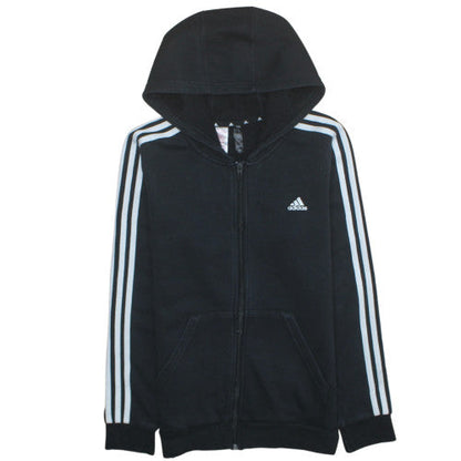 Adidas Boys Black Full Zip Hoodie 14 Years Regular Fit Sports Fleece