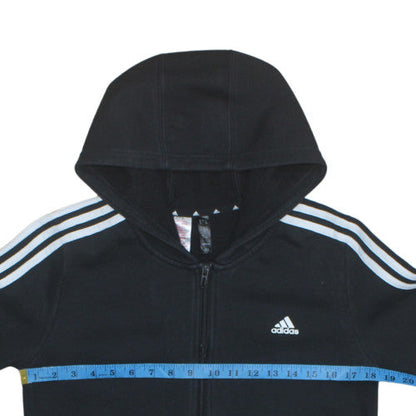 Adidas Boys Black Full Zip Hoodie 14 Years Regular Fit Sports Fleece