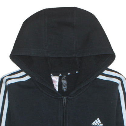 Adidas Boys Black Full Zip Hoodie 14 Years Regular Fit Sports Fleece