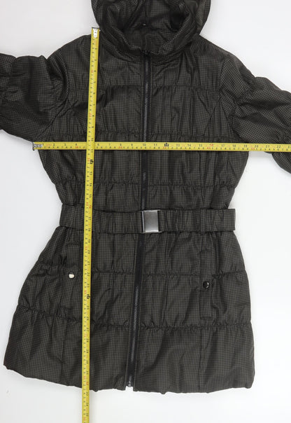 Marks and Spencer Women's Brown Belted Hooded Puffer Coat Size 12