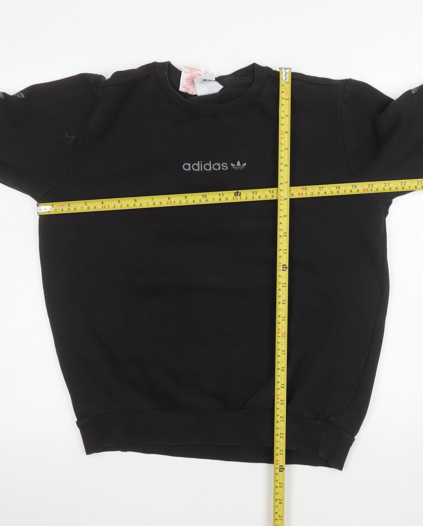 Adidas Boys Black XL Sweatshirt Crew Neck Logo Fleece Casual