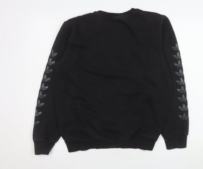 Adidas Boys Black XL Sweatshirt Crew Neck Logo Fleece Casual
