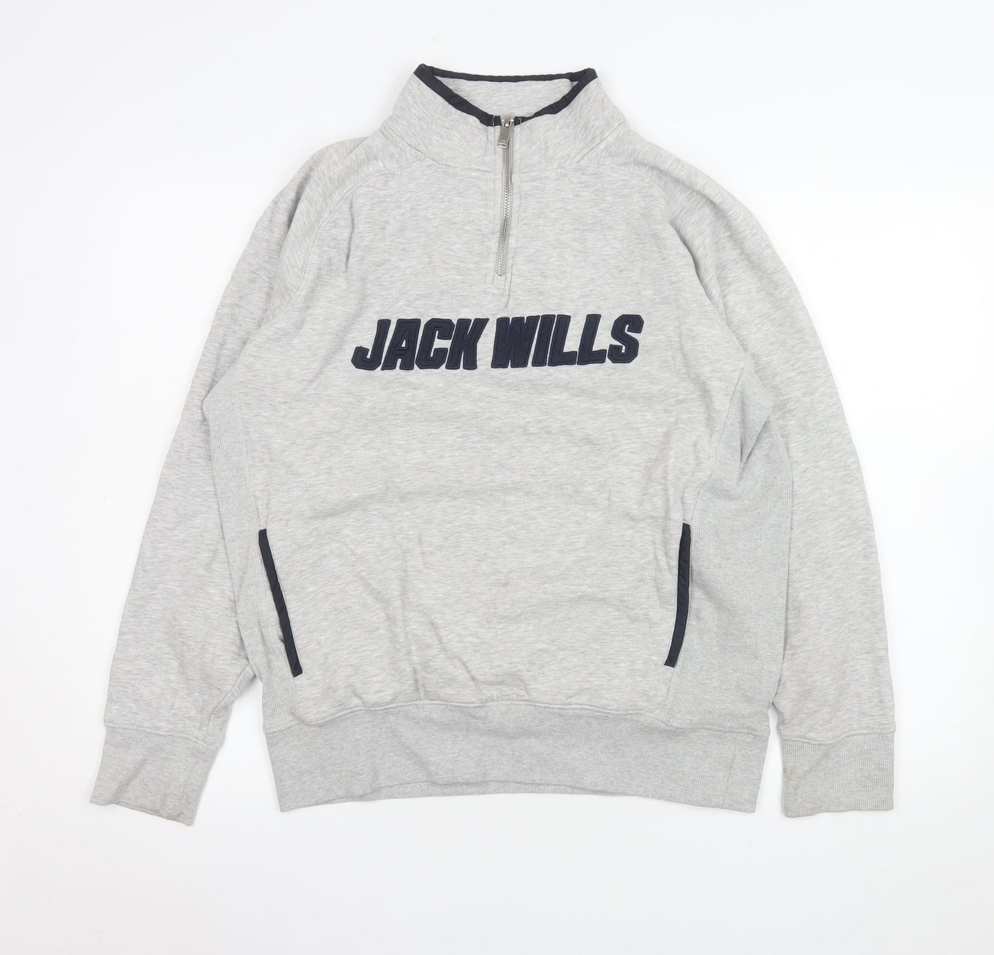 Mens UK Size S Jack Wills Grey 1/4 Zip Sweatshirt