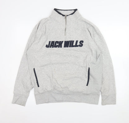 Mens UK Size S Jack Wills Grey 1/4 Zip Sweatshirt