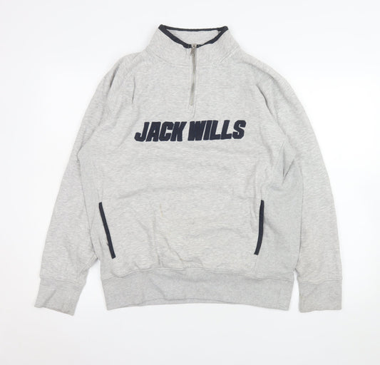 Mens UK Size S Jack Wills Grey 1/4 Zip Sweatshirt