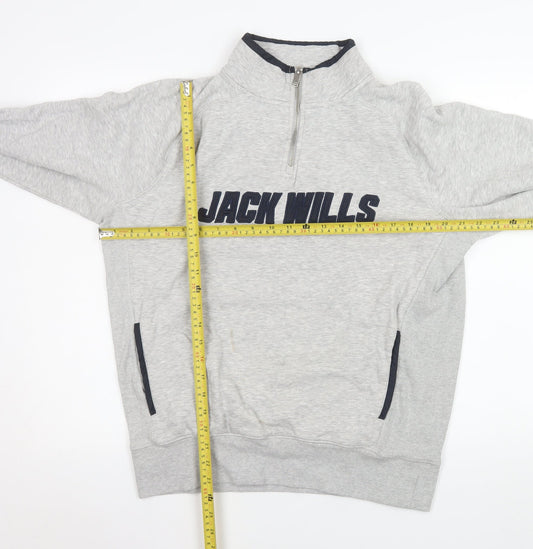 Mens UK Size S Jack Wills Grey 1/4 Zip Sweatshirt