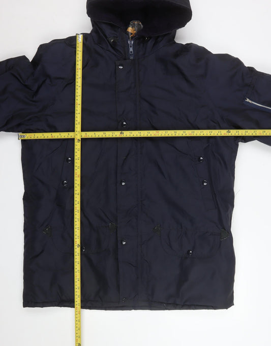 Golden Eagle Men’s Blue L Parka Coat Hooded Nylon Winter Jacket