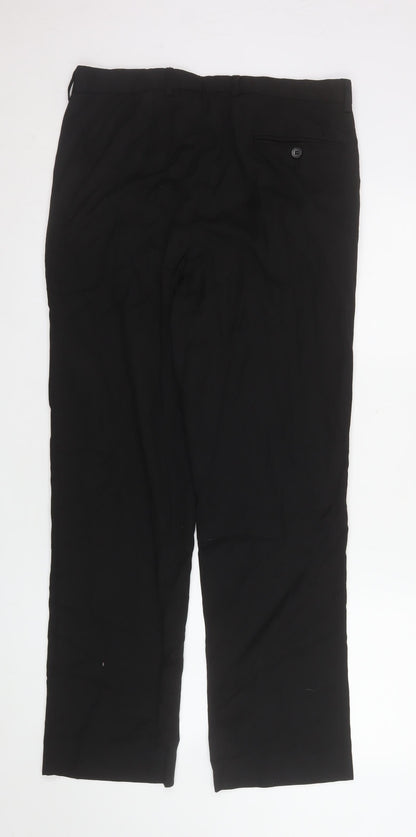 Matalan Men's Black 32x31 Regular Fit Dress Trousers