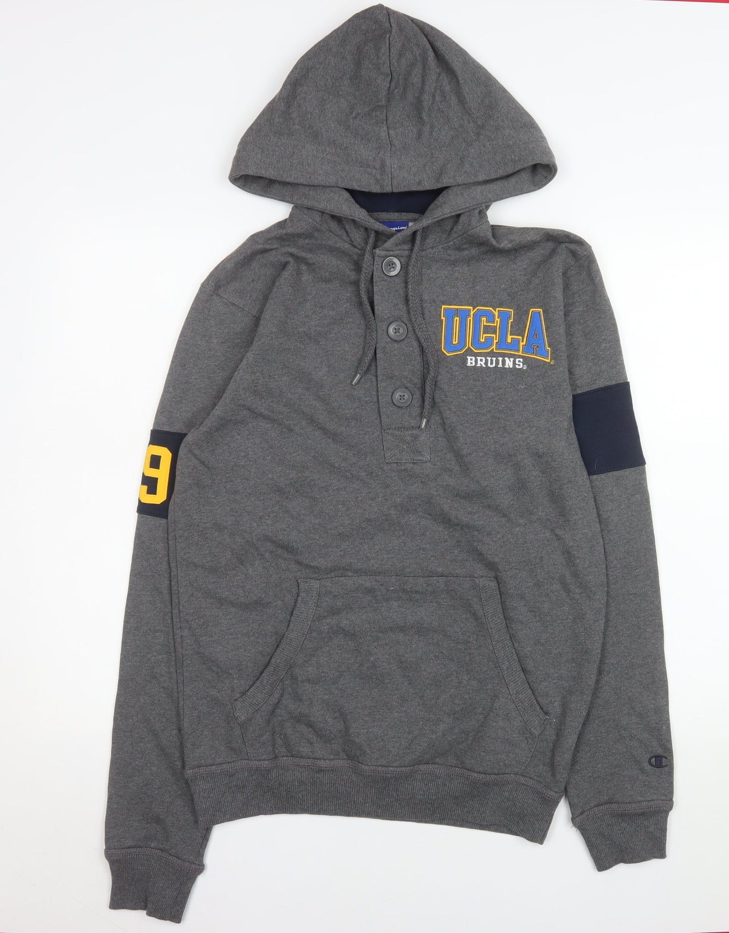 Mens UK Size S Champion Grey Henley Hoodie