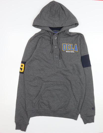 Mens UK Size S Champion Grey Henley Hoodie