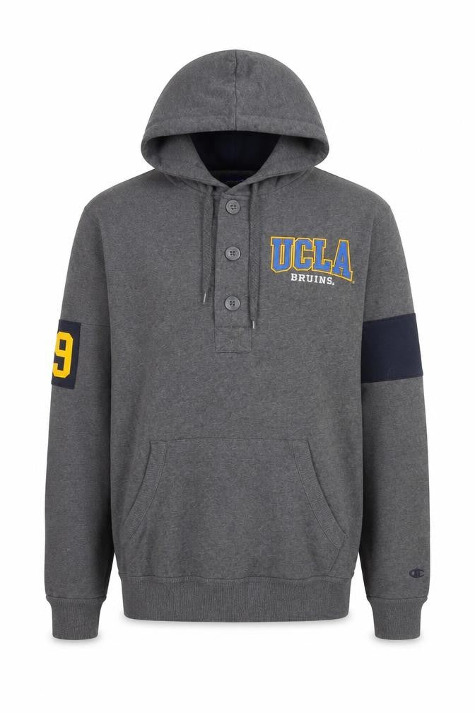 Mens UK Size S Champion Grey Henley Hoodie