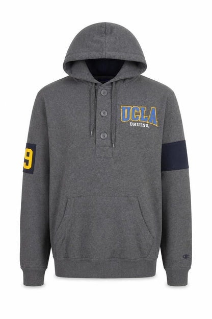 Mens UK Size S Champion Grey Henley Hoodie