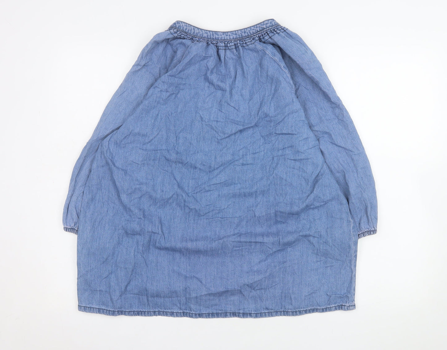 Papaya Women’s Blue Chambray 3/4 Sleeve V-Neck Tunic Blouse Size 14
