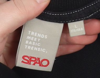 Mens UK Size L SPAO Black Pullover Sweatshirt
