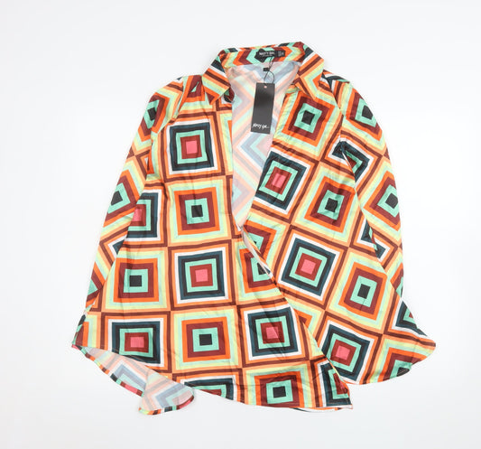 Womens UK Size 4 Nasty Gal Multicoloured Wrap Blouse