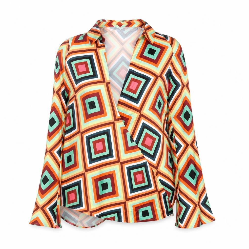 Womens UK Size 4 Nasty Gal Multicoloured Wrap Blouse