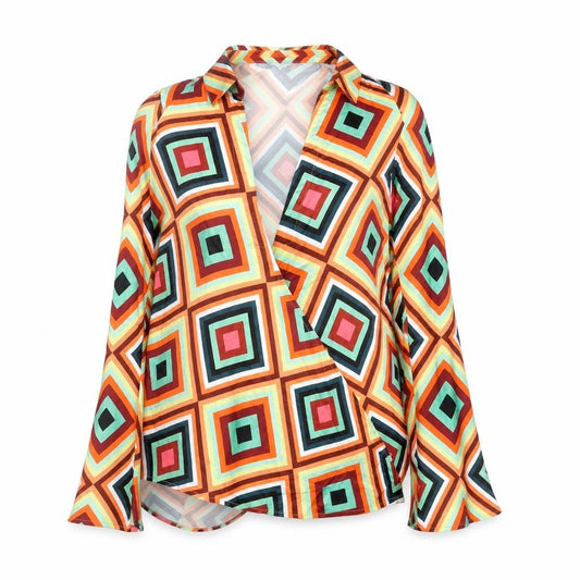 Womens UK Size 4 Nasty Gal Multicoloured Wrap Blouse