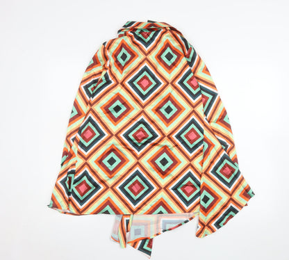 Womens UK Size 4 Nasty Gal Multicoloured Wrap Blouse