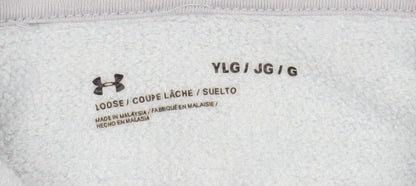 Under Armour Boys Grey Pullover Hoodie YLG Cotton Blend Fleece