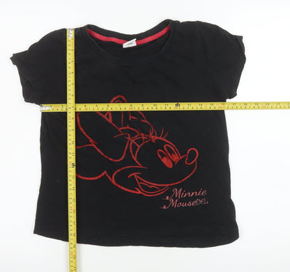 Next Women’s Black Minnie Mouse Cotton T-Shirt XS Short Sleeve